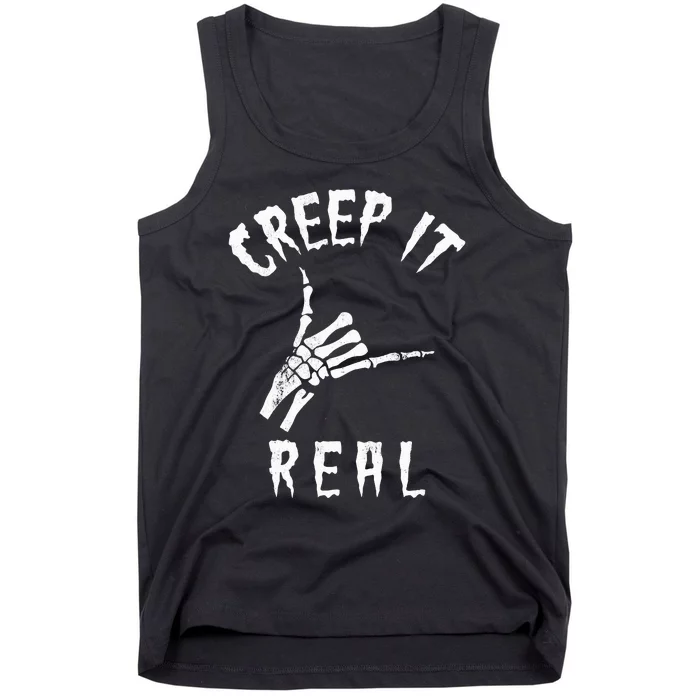 Creep It Real Skeleton Hand Shaka Tank Top