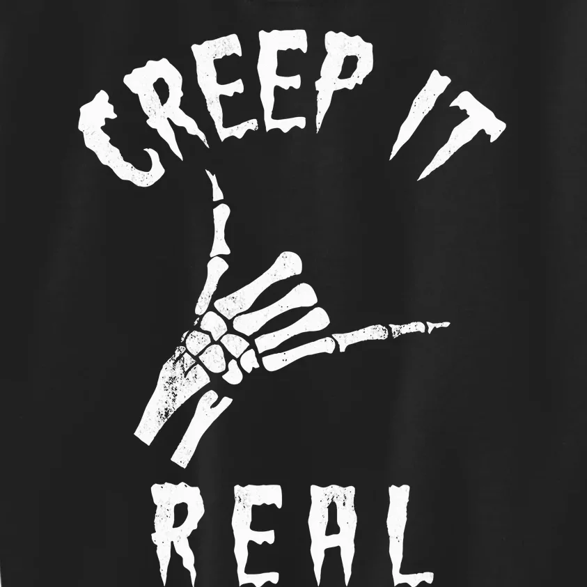 Creep It Real Skeleton Hand Shaka Kids Sweatshirt