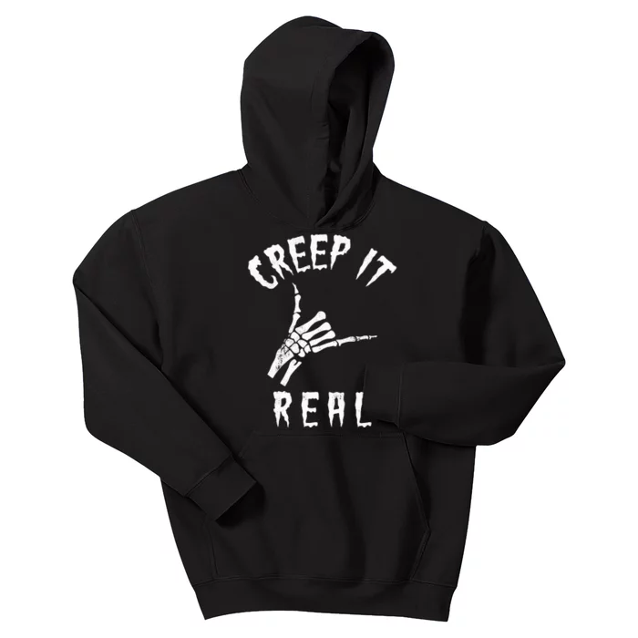 Creep It Real Skeleton Hand Shaka Kids Hoodie