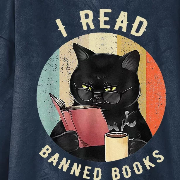 Cat I Read Banned Books Funny Bookworms Reading Book Hooded Wearable Blanket