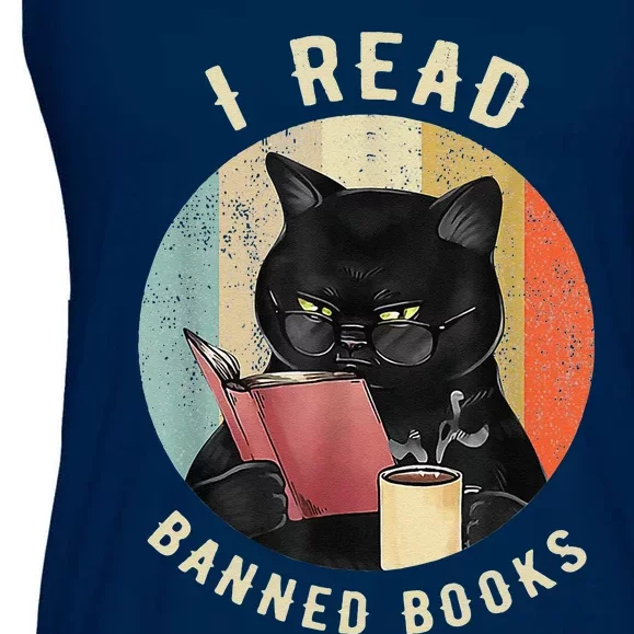 Cat I Read Banned Books Funny Bookworms Reading Book Ladies Essential Flowy Tank