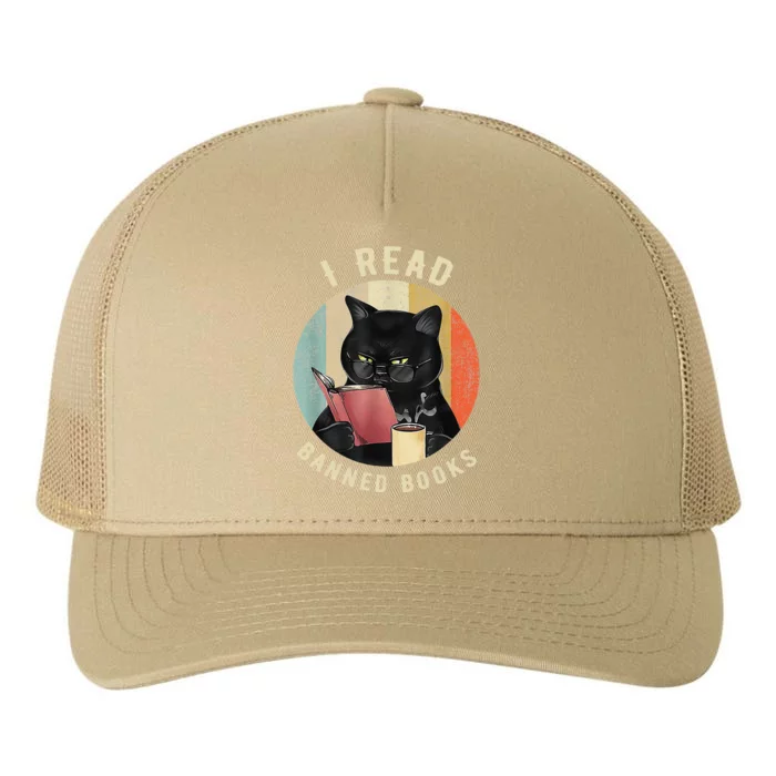 Cat I Read Banned Books Funny Bookworms Reading Book Yupoong Adult 5-Panel Trucker Hat