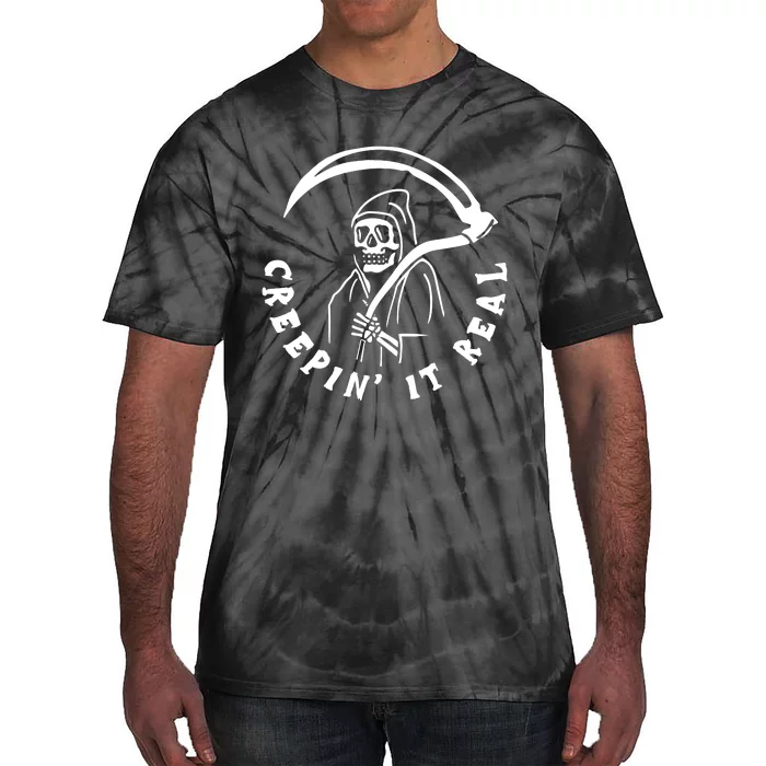 Creepin It Real Grim Reaper Halloween Tie-Dye T-Shirt