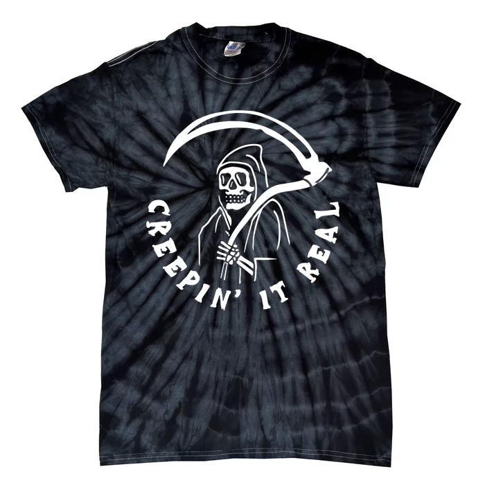 Creepin It Real Grim Reaper Halloween Tie-Dye T-Shirt