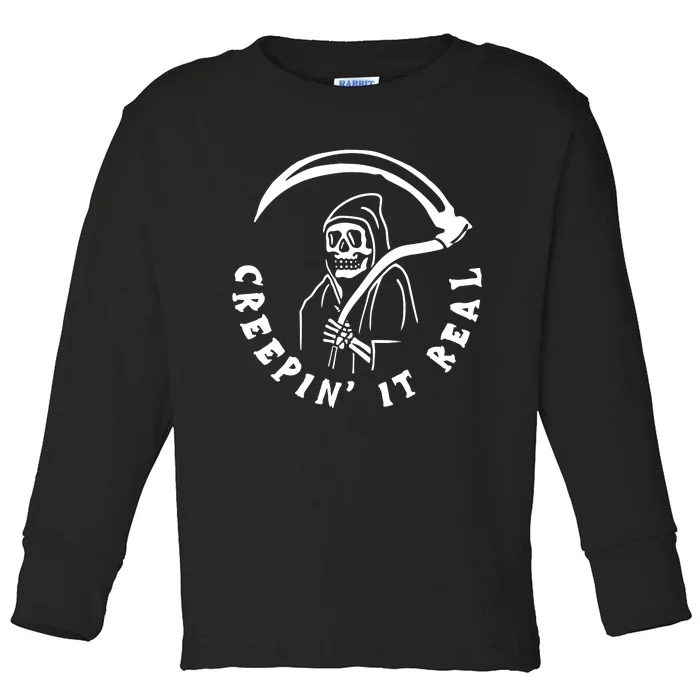 Creepin It Real Grim Reaper Halloween Toddler Long Sleeve Shirt