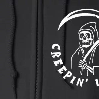 Creepin It Real Grim Reaper Halloween Full Zip Hoodie