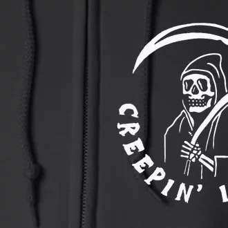 Creepin It Real Grim Reaper Halloween Full Zip Hoodie