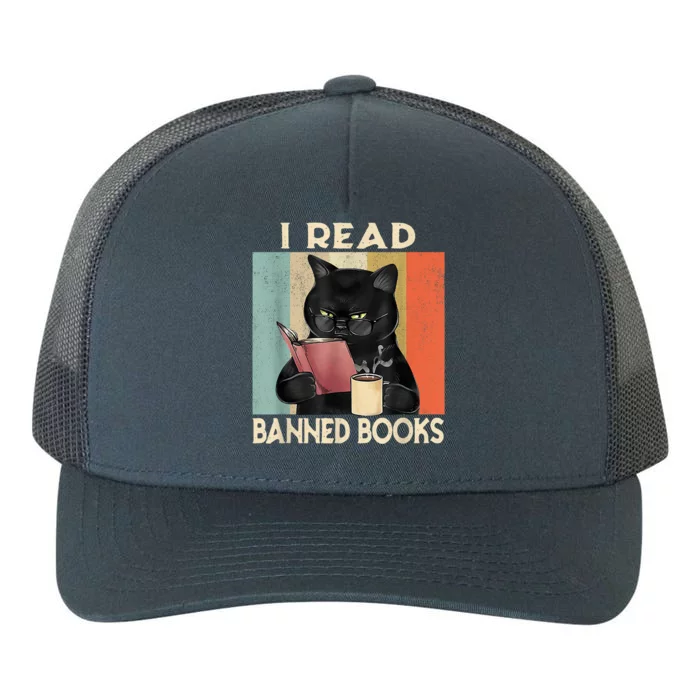 Cat I Read Banned Books Funny Bookworms Reading Book Yupoong Adult 5-Panel Trucker Hat