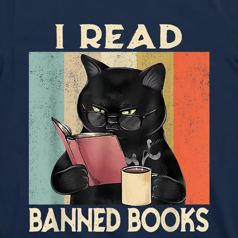 Cat I Read Banned Books Funny Bookworms Reading Book T-Shirt