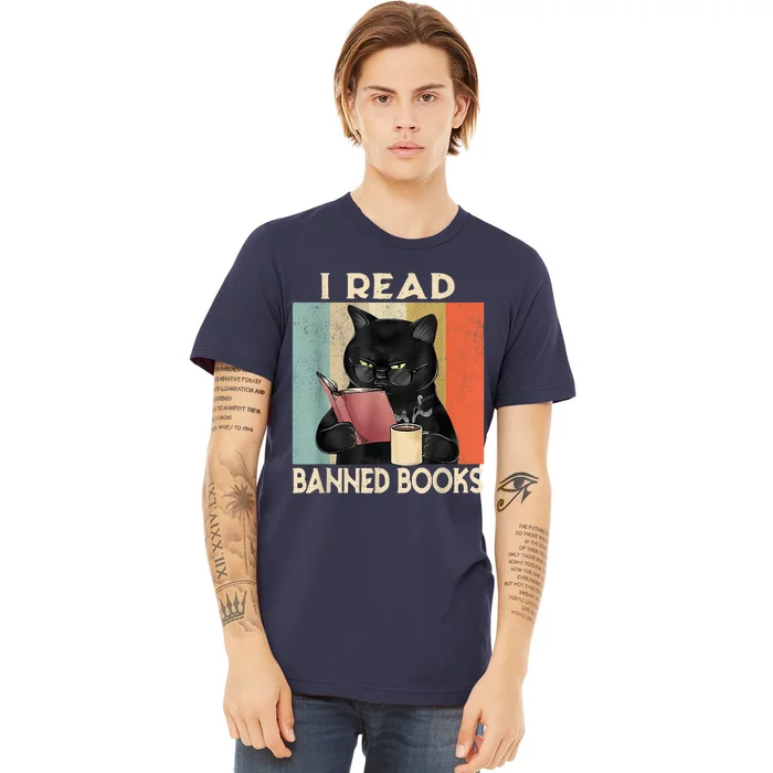 Cat I Read Banned Books Funny Bookworms Reading Book Premium T-Shirt