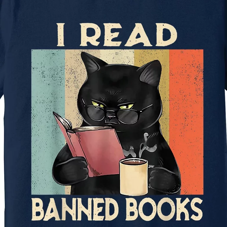 Cat I Read Banned Books Funny Bookworms Reading Book Premium T-Shirt