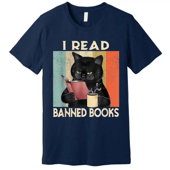 Cat I Read Banned Books Funny Bookworms Reading Book Premium T-Shirt