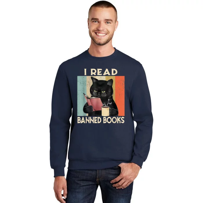 Cat I Read Banned Books Funny Bookworms Reading Book Tall Sweatshirt