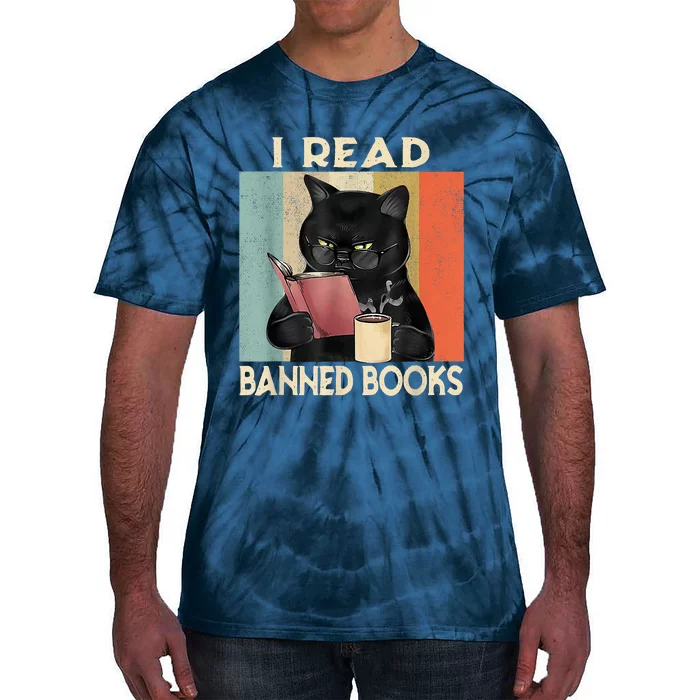 Cat I Read Banned Books Funny Bookworms Reading Book Tie-Dye T-Shirt