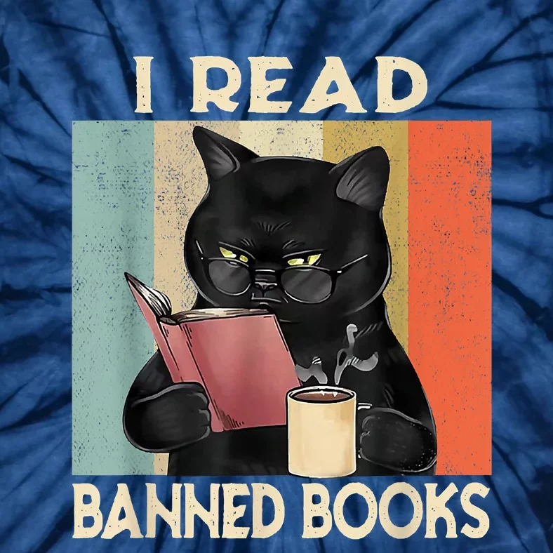 Cat I Read Banned Books Funny Bookworms Reading Book Tie-Dye T-Shirt