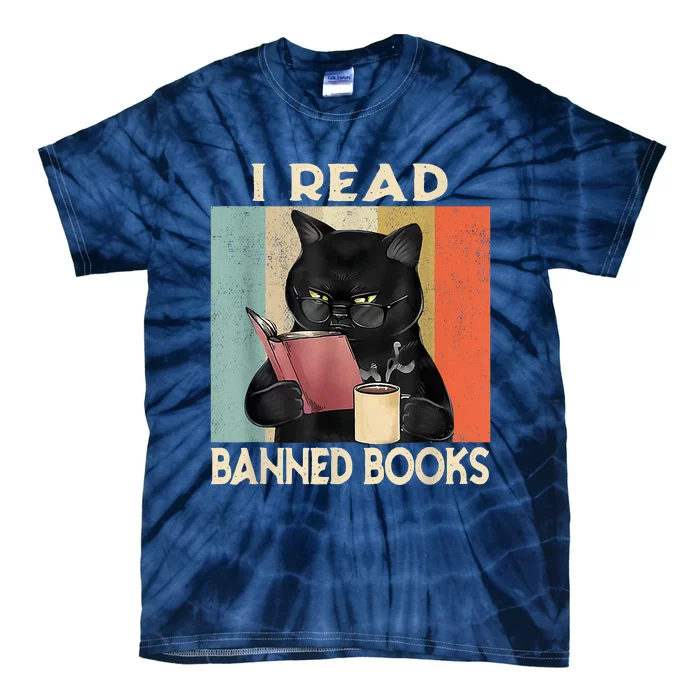 Cat I Read Banned Books Funny Bookworms Reading Book Tie-Dye T-Shirt