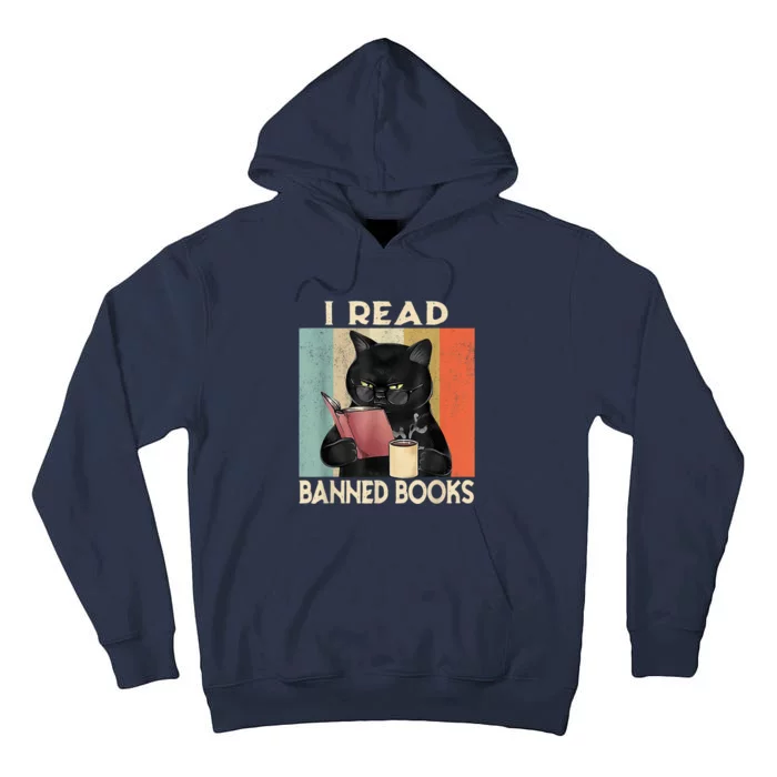 Cat I Read Banned Books Funny Bookworms Reading Book Tall Hoodie