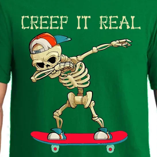 Creep It Real Dabbing Skate Skeleton Halloween Pajama Set