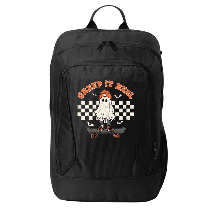 Creep It Real Skateboarding Ghost Retro Halloween Costume City Backpack