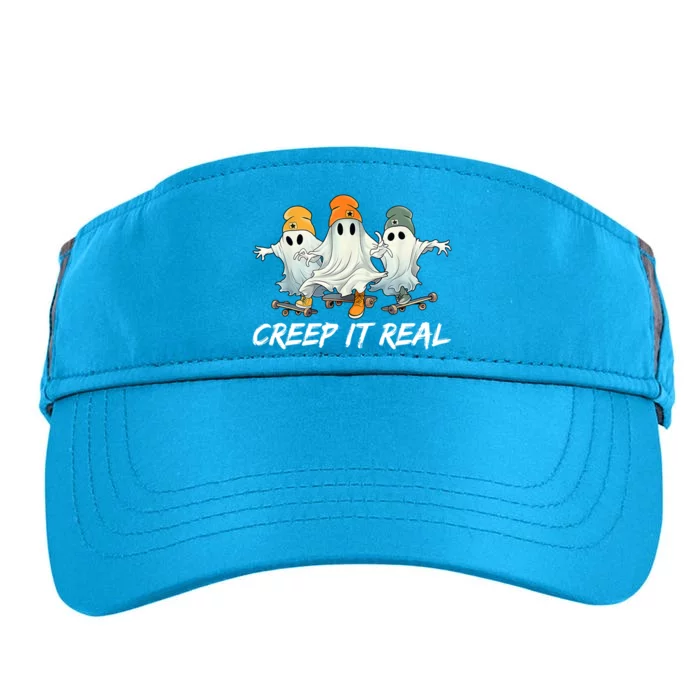 Creep It Real Funny Skateboard Ghost Retro Halloween Gift Adult Drive Performance Visor