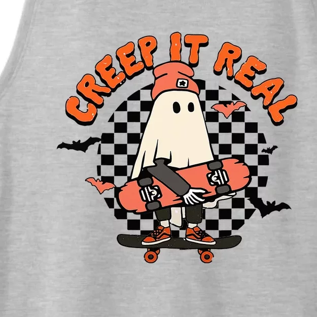 Creep It Real Ghost Halloween Sweating Sucks Skeleton Ladies Tri-Blend Wicking Tank