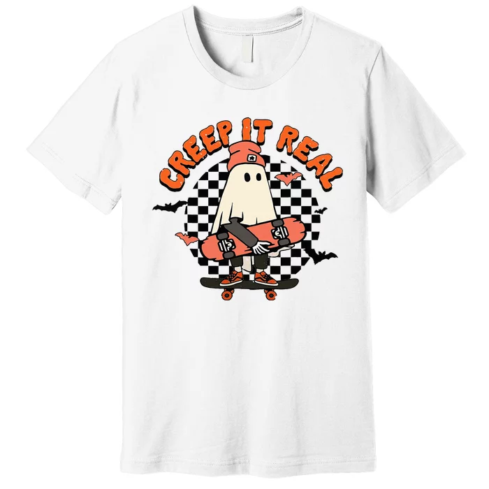 Creep It Real Ghost Halloween Sweating Sucks Skeleton Premium T-Shirt