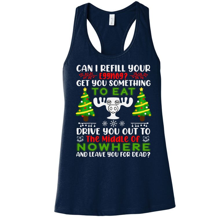 Can I Refill Your Eggnog Funny Christmas Vacation Women's Racerback Tank