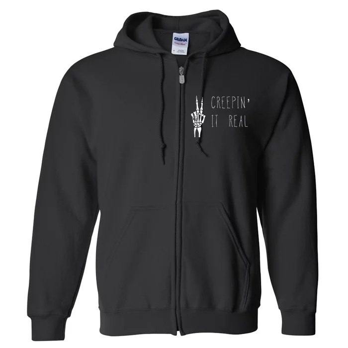 Creepin' It Real Halloween Skeleton Full Zip Hoodie