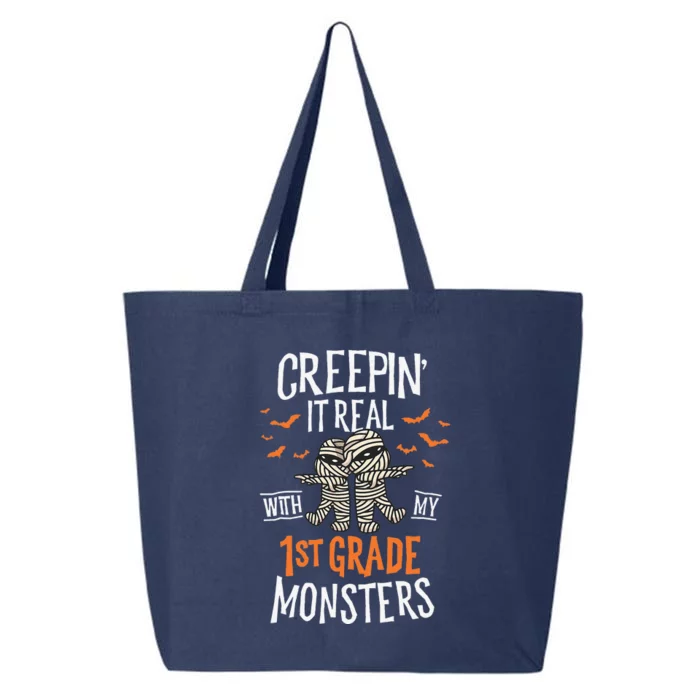 Creepin It Real With My 1st Grade Monsters Halloween Teacher 25L Jumbo Tote