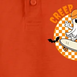 Creep It Real Skater Ghost Halloween Retro Dry Zone Grid Performance Polo