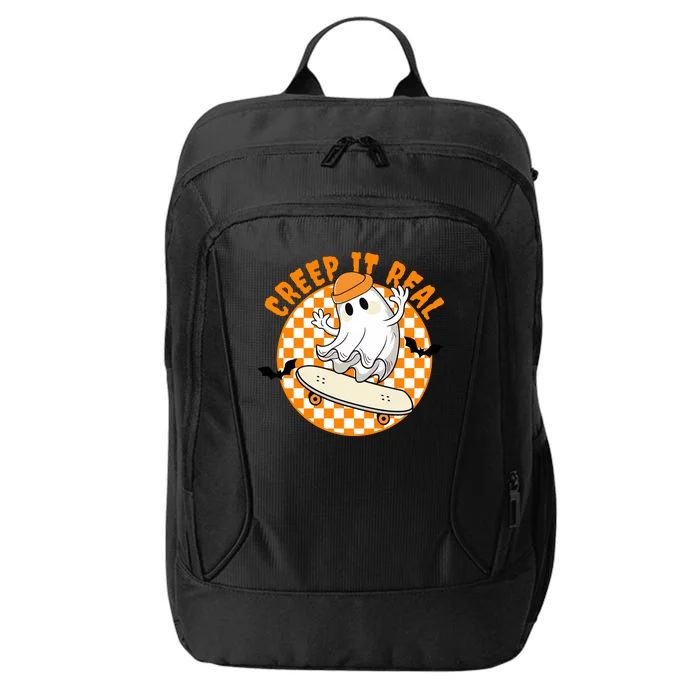 Creep It Real Skater Ghost Halloween Retro City Backpack