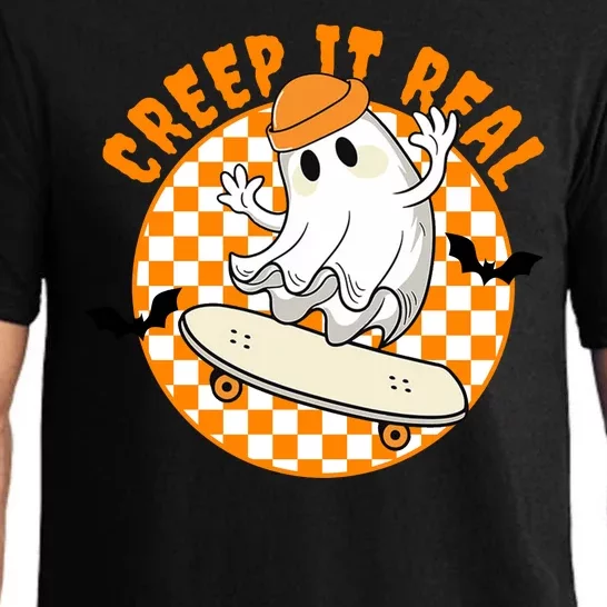 Creep It Real Skater Ghost Halloween Retro Pajama Set