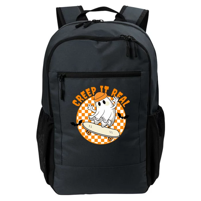 Creep It Real Skater Ghost Halloween Retro Daily Commute Backpack