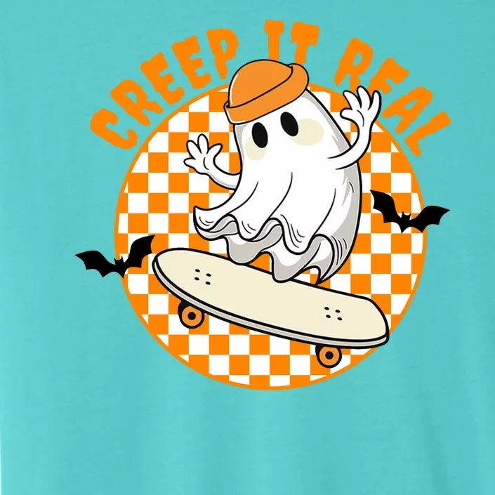 Creep It Real Skater Ghost Halloween Retro ChromaSoft Performance T-Shirt