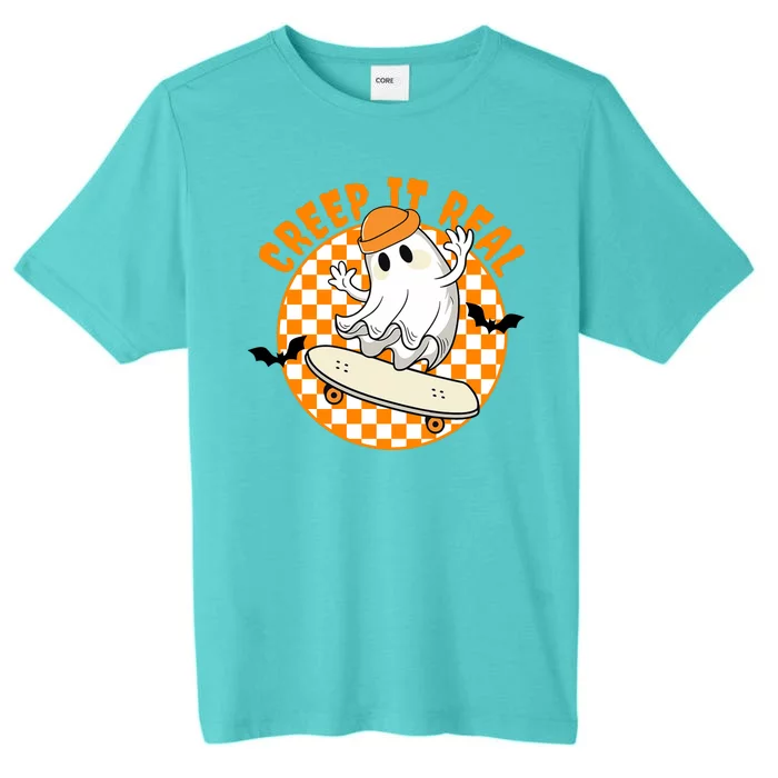 Creep It Real Skater Ghost Halloween Retro ChromaSoft Performance T-Shirt