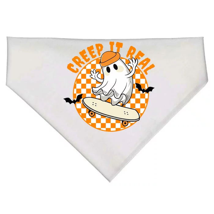 Creep It Real Skater Ghost Halloween Retro USA-Made Doggie Bandana