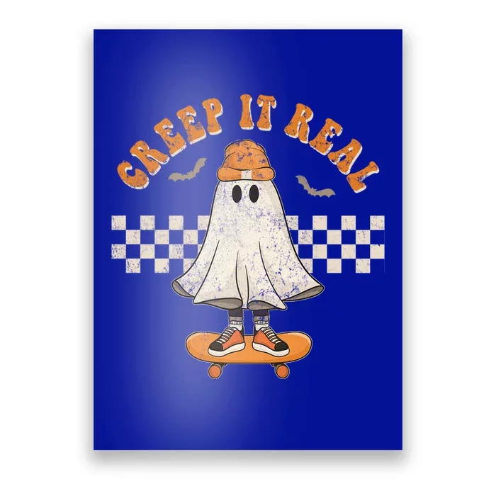 Creep It Real Ghost On Skateboard Funny Skater Outfit Skater Gift Poster