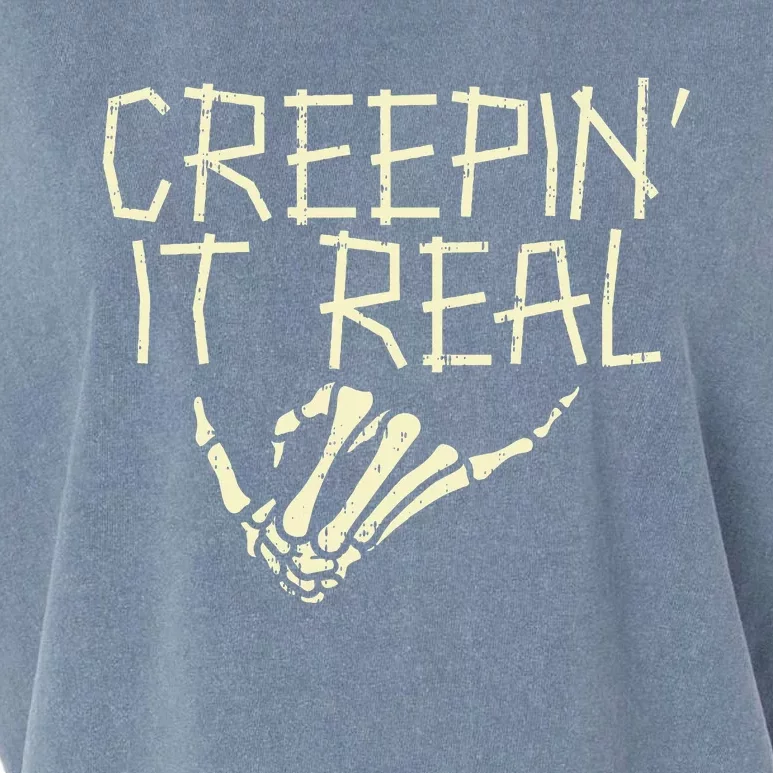 Creepin It Real Skeleton Hand Funny Halloween Garment-Dyed Women's Muscle Tee