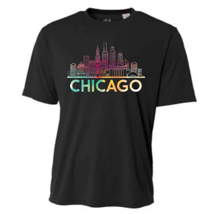 Chicago Illinois Skyline City Souvenir Cooling Performance Crew T-Shirt