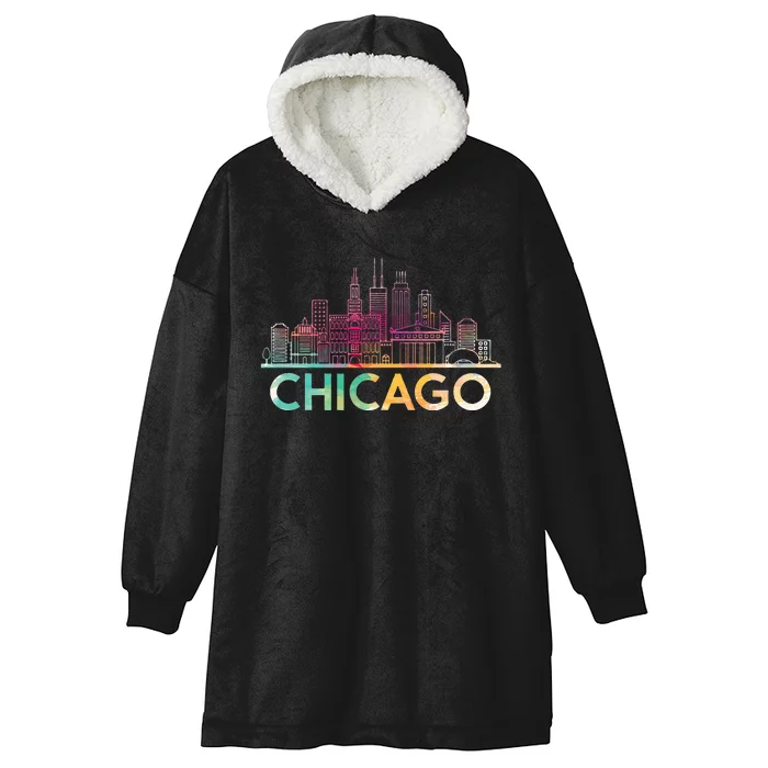 Chicago Illinois Skyline City Souvenir Hooded Wearable Blanket