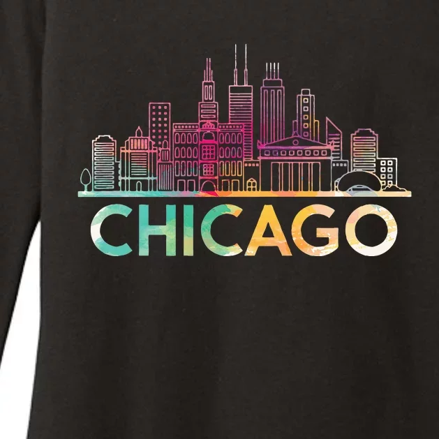 Chicago Illinois Skyline City Souvenir Womens CVC Long Sleeve Shirt