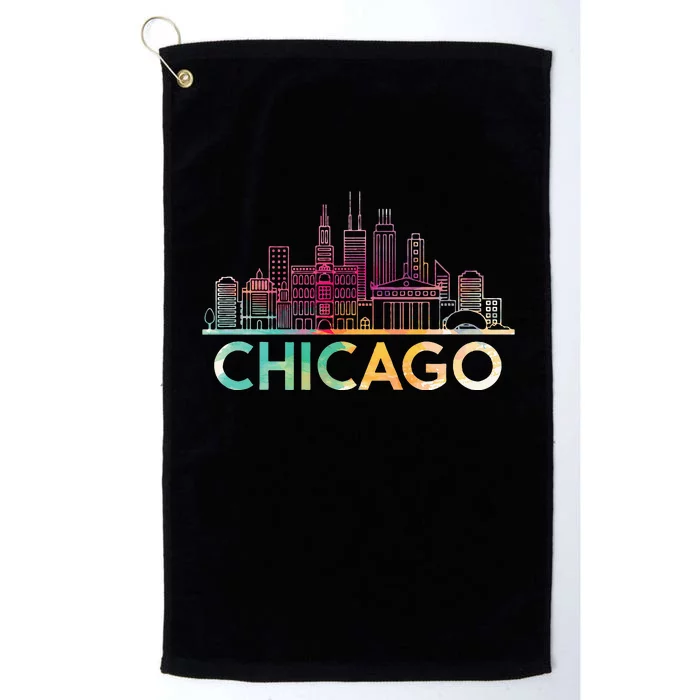 Chicago Illinois Skyline City Souvenir Platinum Collection Golf Towel