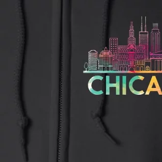 Chicago Illinois Skyline City Souvenir Full Zip Hoodie