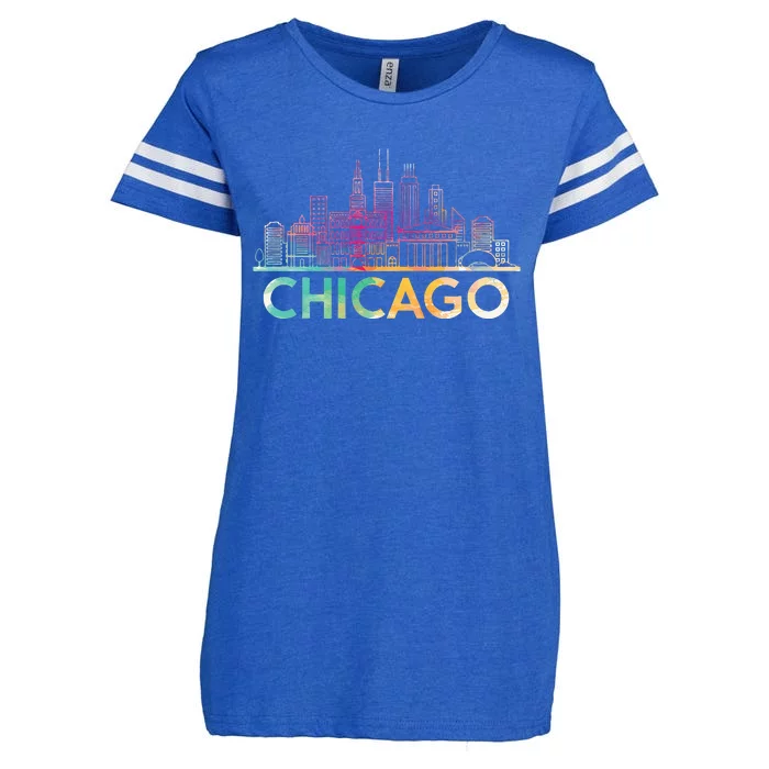 Chicago Illinois Skyline City Souvenir Enza Ladies Jersey Football T-Shirt