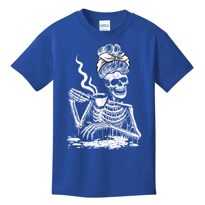 Coffee Ing Skeleton Lazy Diy Halloween Costume Gift Kids T-Shirt