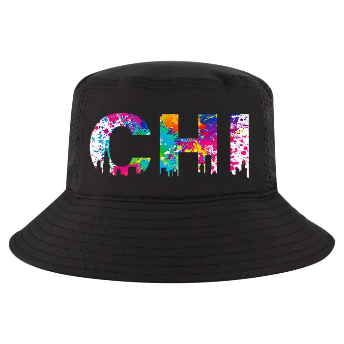 CHI Illinois Skyline Color Paint Splash Rainbow Chicago City Cool Comfort Performance Bucket Hat