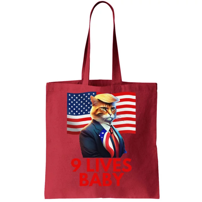 Cat In Suite With Trump Hair American Flag Nine Lives Baby Tote Bag