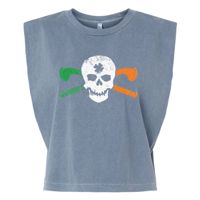 Colorful Irish Skull & Cross Shillelagh Clubs Shamrock Garment-Dyed Women's Muscle Tee