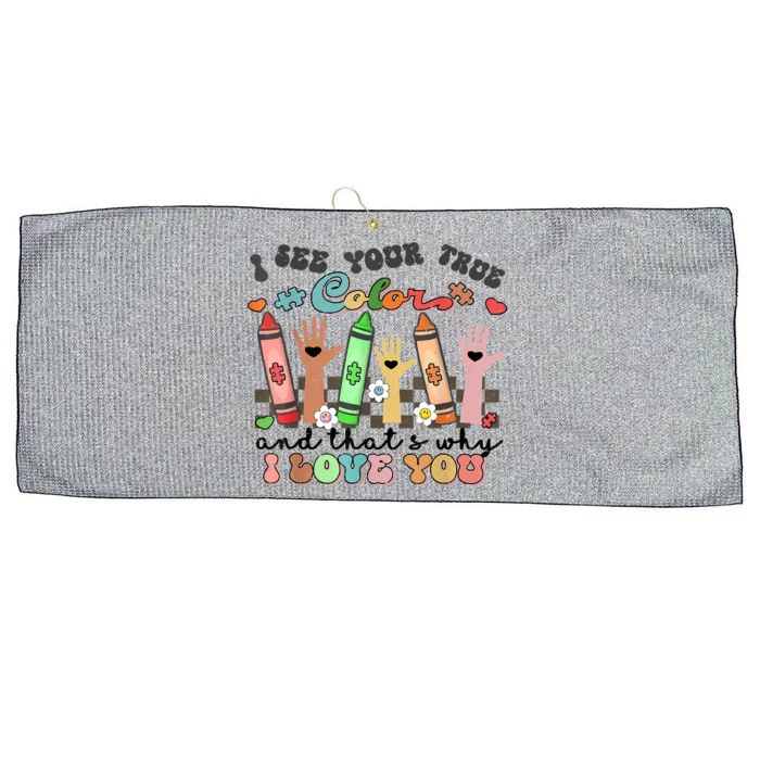 Crayons I See Your True Color SPED Autism Teacher Large Microfiber Waffle Golf Towel