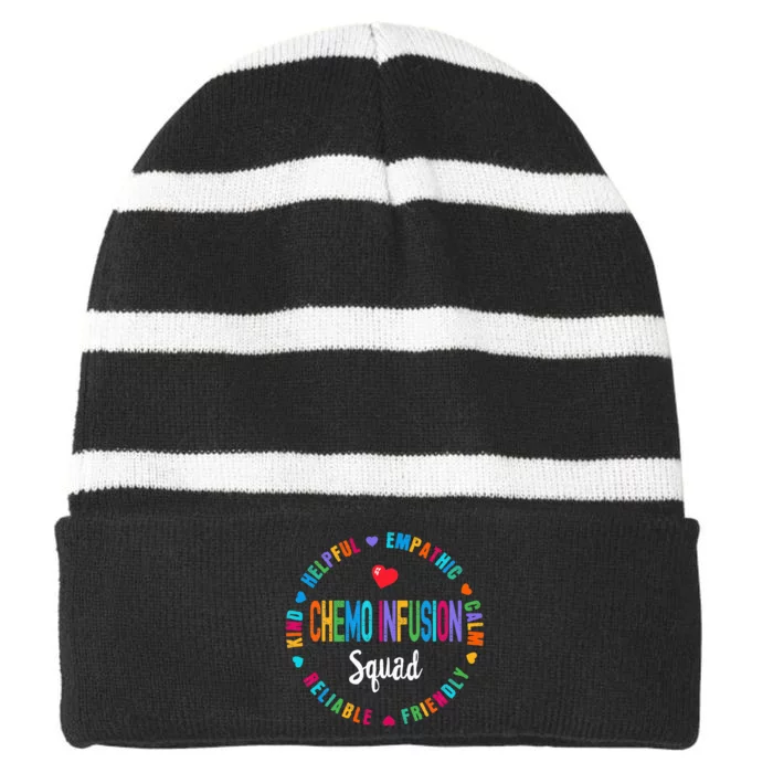 Chemo Infusion Squad Future Oncology Nurse Nursing School Striped Beanie with Solid Band